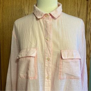 GAP Boyfriend Woman’s XL Pink White Cotton Long Sleeve Shirt Top  Cotton Beach